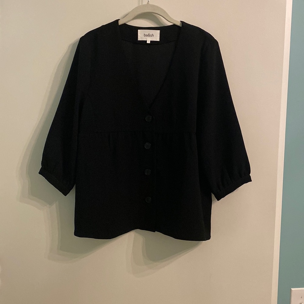 Ba&sh black blouse with buttons - size 2 (size small)